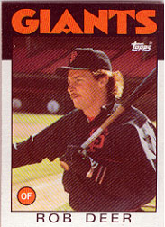 1986 Topps Baseball Cards      249     Rob Deer